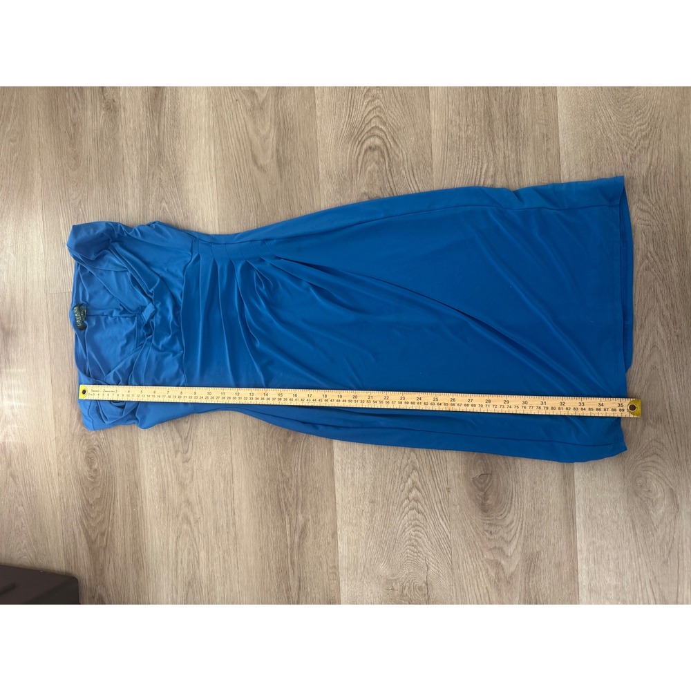 Lauren Ralph Lauren Royal Blue Ruched Sheath Dress Size 2 Portrait Neck Cocktail - Picture 3 of 5